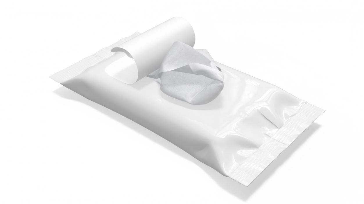 Pack of Wet Wipes with Napkin Sticking Out 3D