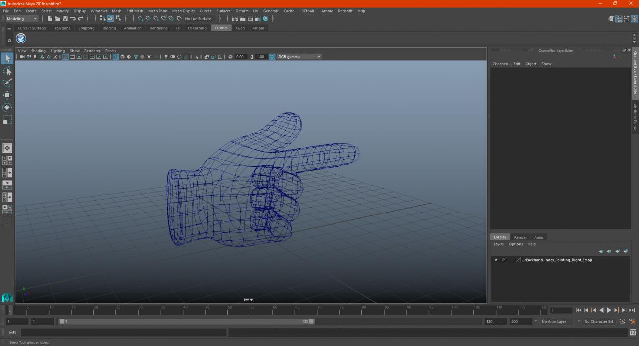 3D model Backhand Index Pointing Right Emoji