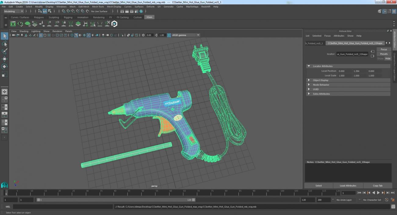 3D CCbetter Mini Hot Glue Gun Folded model