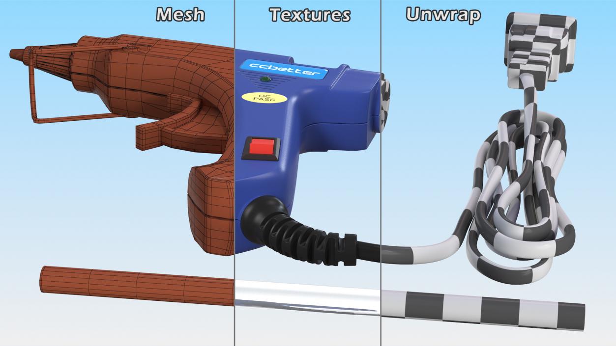 3D CCbetter Mini Hot Glue Gun Folded model