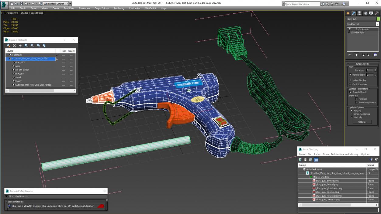 3D CCbetter Mini Hot Glue Gun Folded model