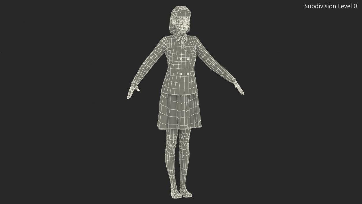 3D model Chinese Schoolgirl Rigged