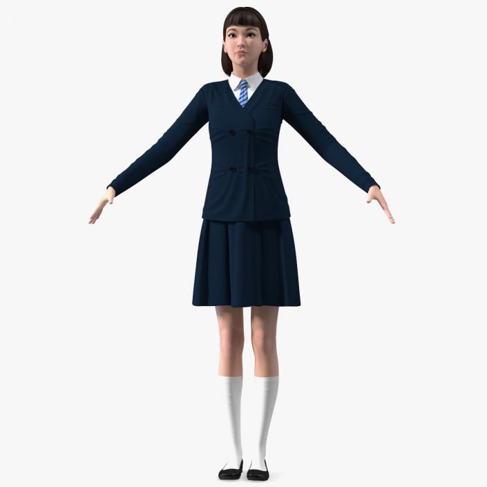 3D model Chinese Schoolgirl Rigged