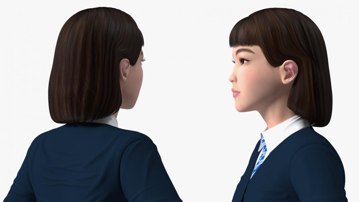 3D model Chinese Schoolgirl Rigged