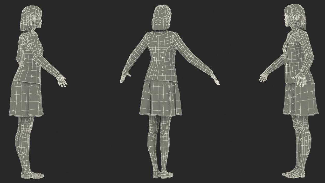 3D model Chinese Schoolgirl Rigged