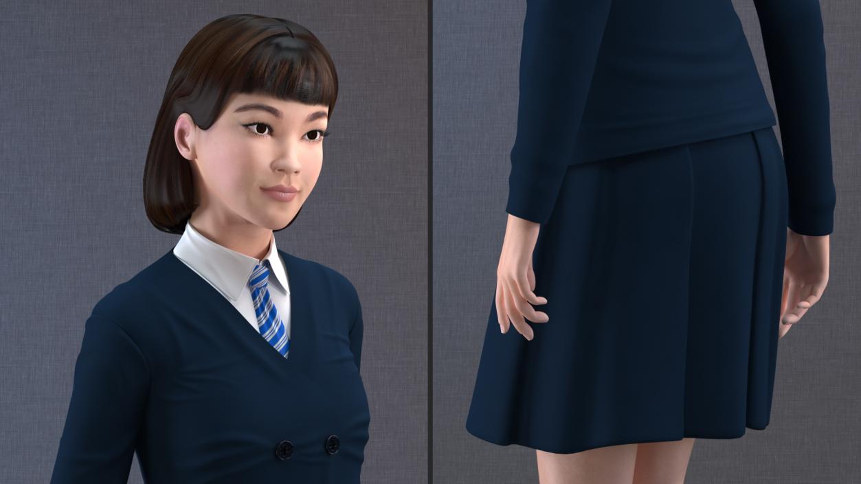 3D model Chinese Schoolgirl Rigged