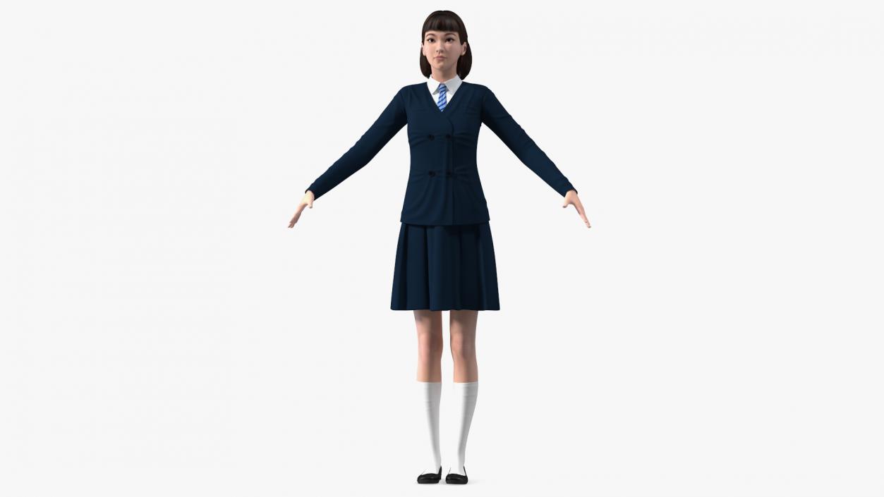 3D model Chinese Schoolgirl Rigged