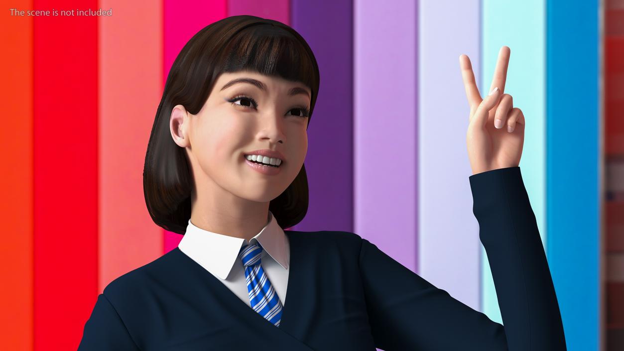 3D model Chinese Schoolgirl Rigged