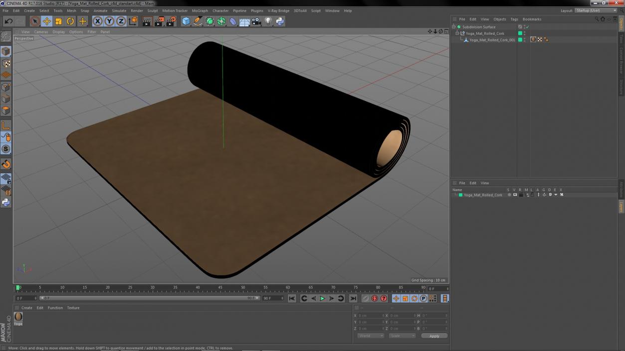 3D model Yoga Mat Rolled Cork