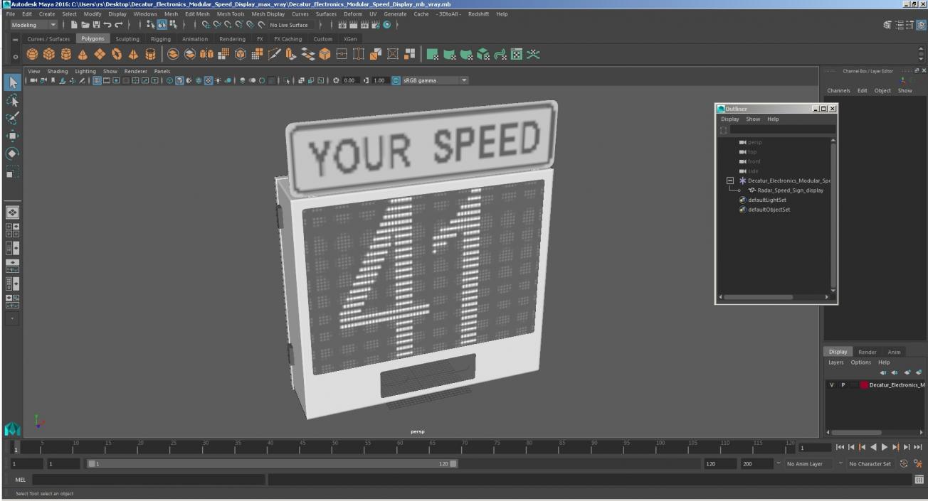 3D Decatur Electronics Modular Speed Display