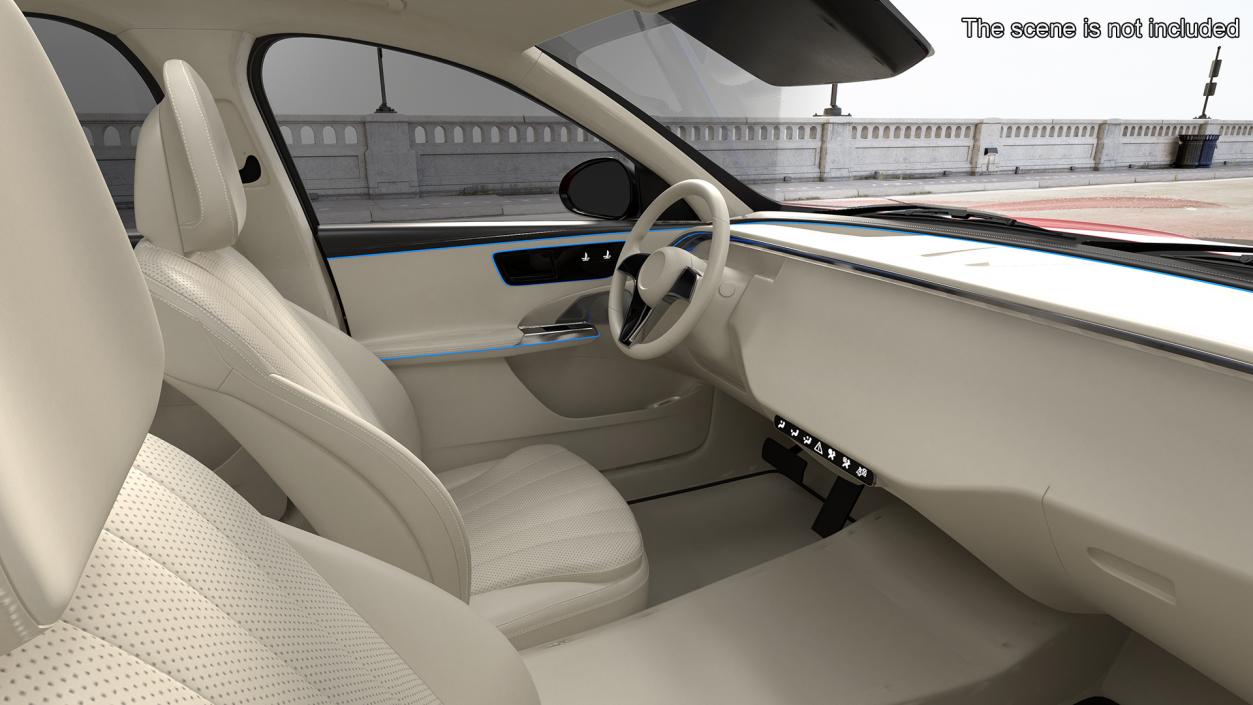 Red Luxury Sedan Simple Interior 3D