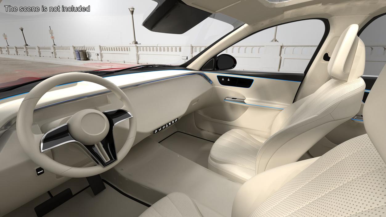 Red Luxury Sedan Simple Interior 3D