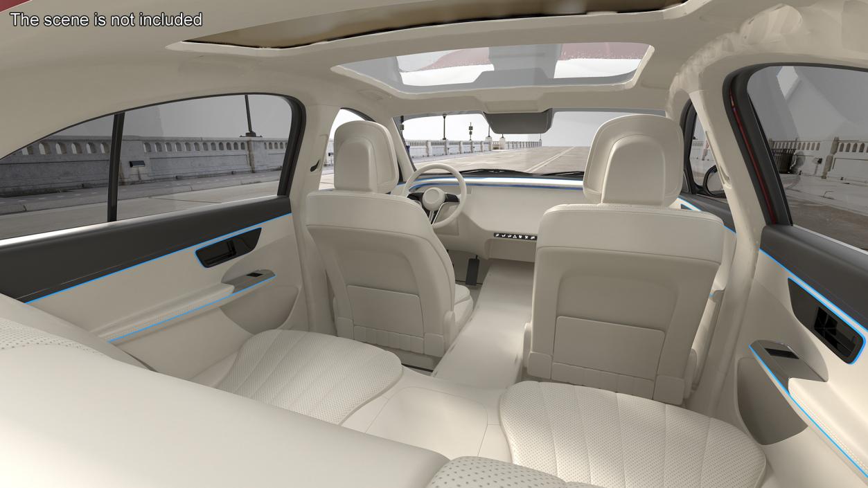 Red Luxury Sedan Simple Interior 3D