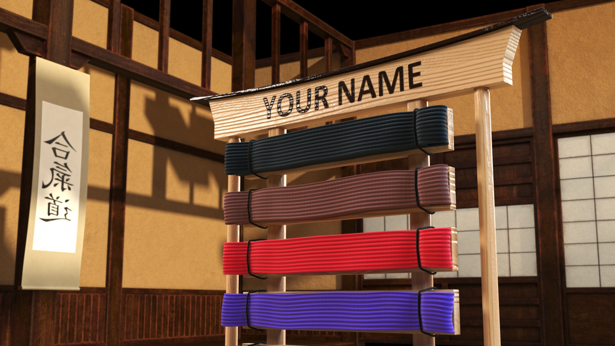 Display Rack for Karate Belts 3D model