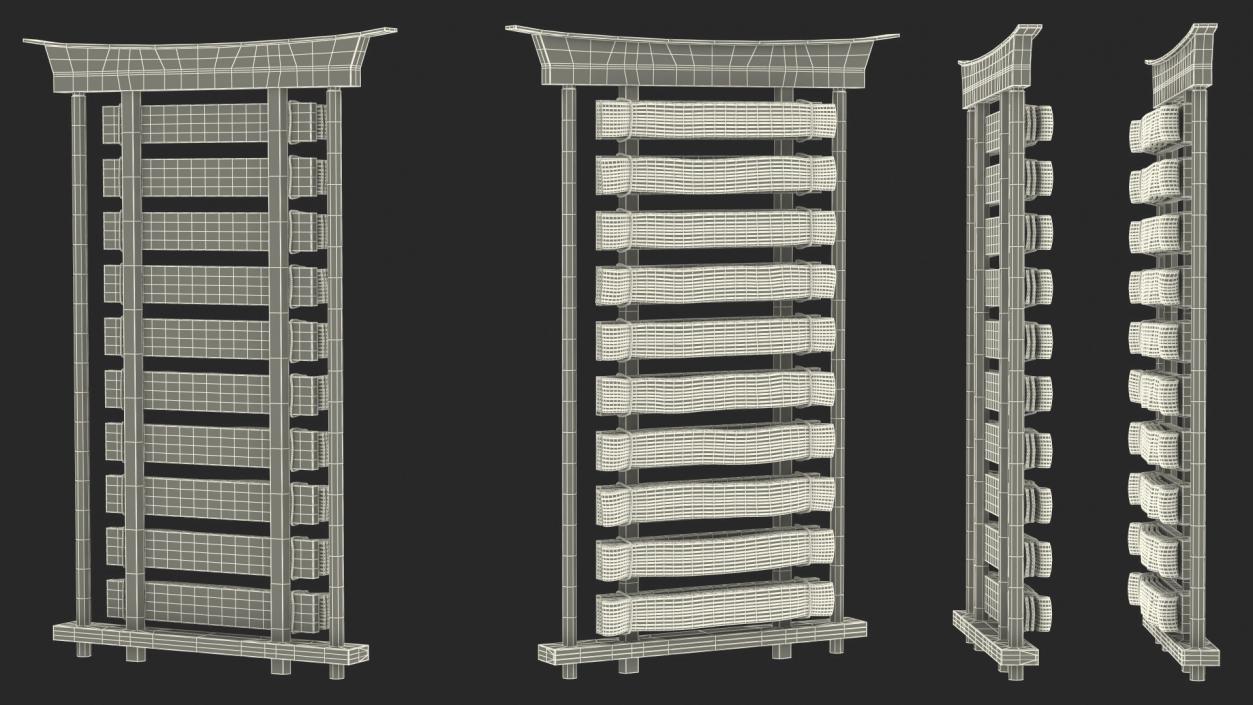 Display Rack for Karate Belts 3D model