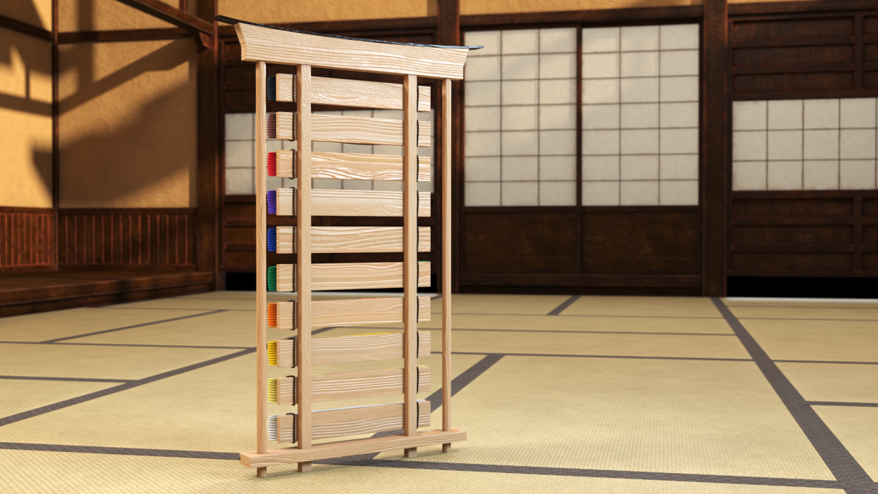 Display Rack for Karate Belts 3D model