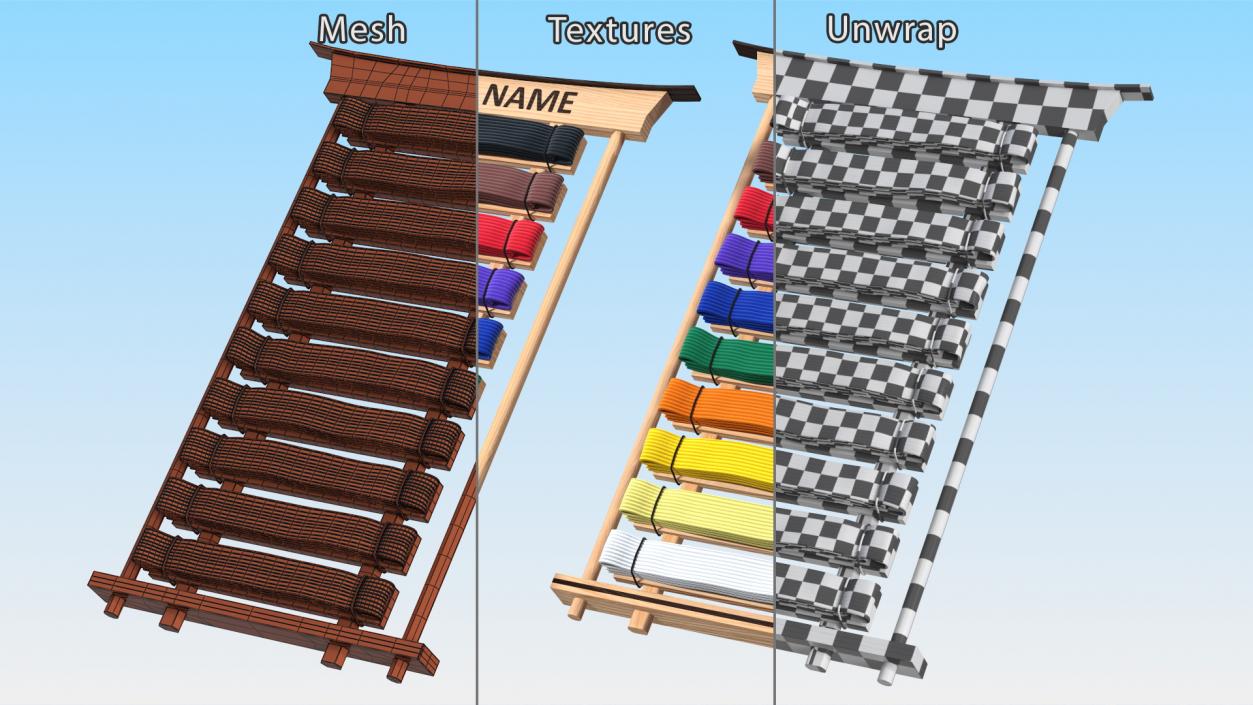 Display Rack for Karate Belts 3D model