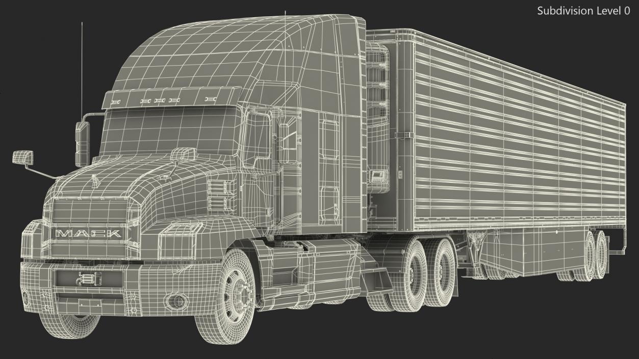 3D Mack Anthem Truck with Vanguard Reefer Trailer Rigged model