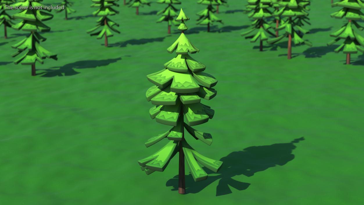 Crooked Fur Tree Cartoon Handpaint Texture 3D