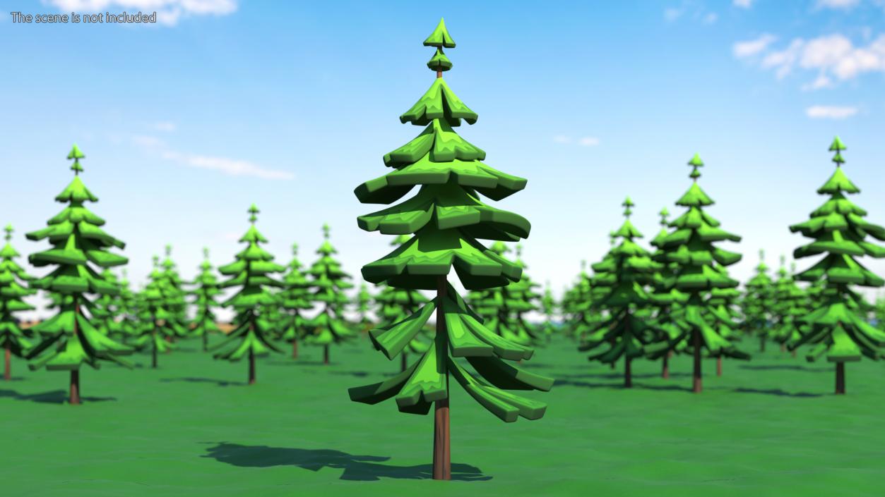 Crooked Fur Tree Cartoon Handpaint Texture 3D