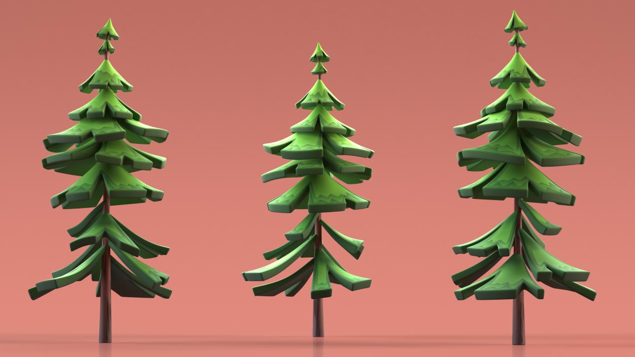 Crooked Fur Tree Cartoon Handpaint Texture 3D