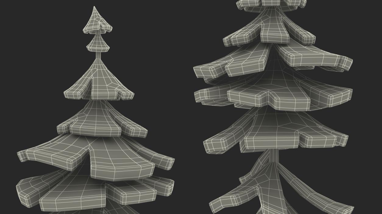 Crooked Fur Tree Cartoon Handpaint Texture 3D