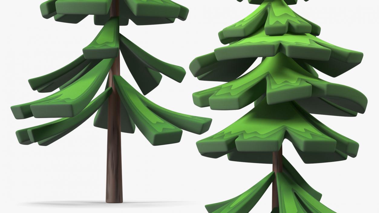 Crooked Fur Tree Cartoon Handpaint Texture 3D