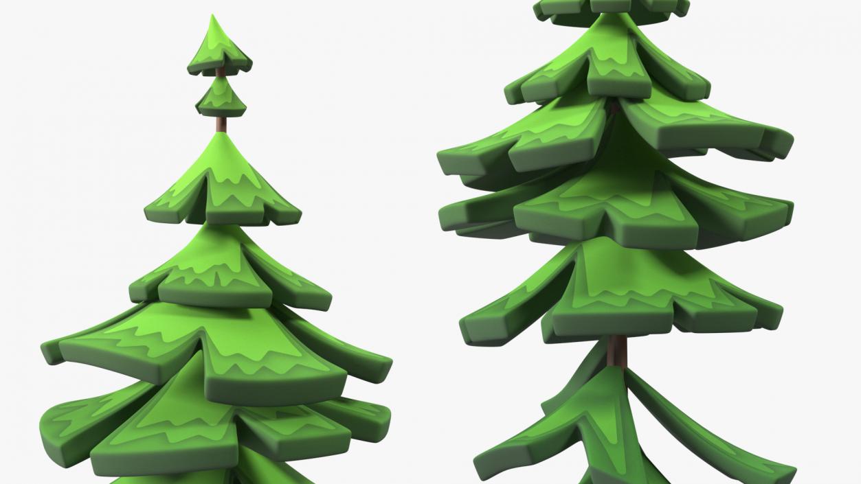 Crooked Fur Tree Cartoon Handpaint Texture 3D