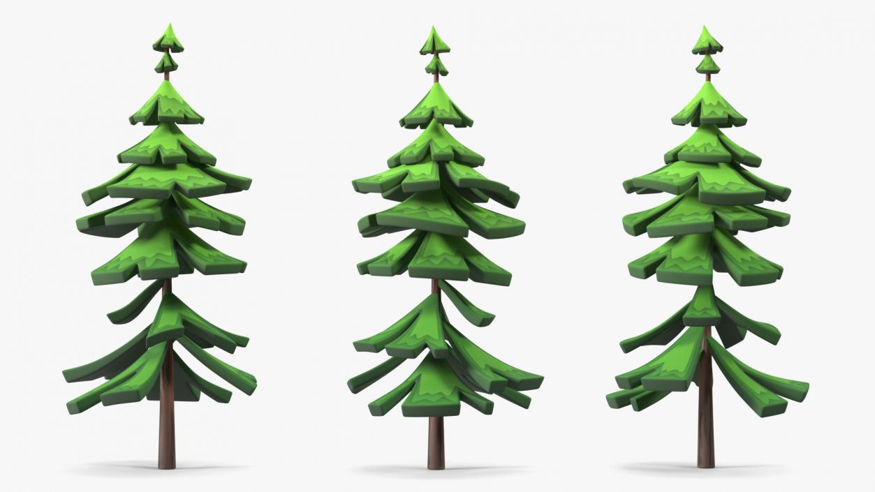 Crooked Fur Tree Cartoon Handpaint Texture 3D