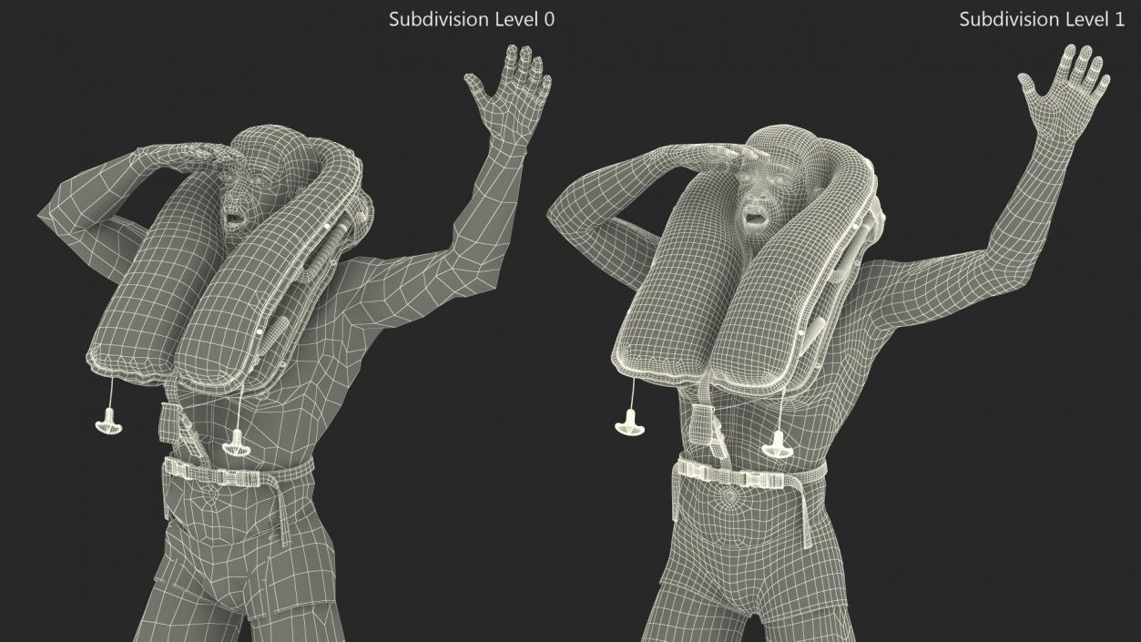 3D model Man with Life Jacket