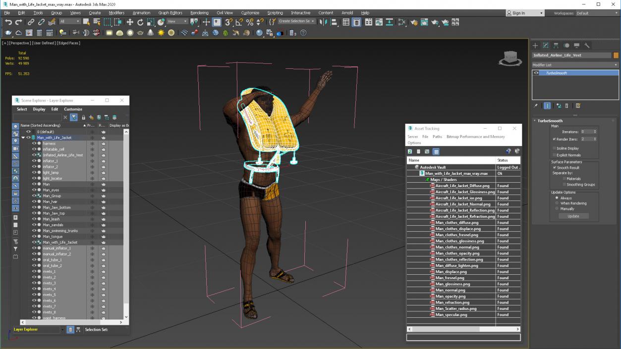 3D model Man with Life Jacket