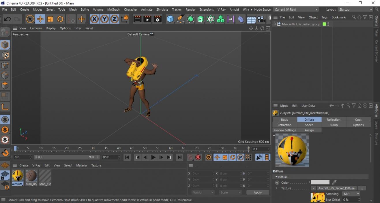 3D model Man with Life Jacket