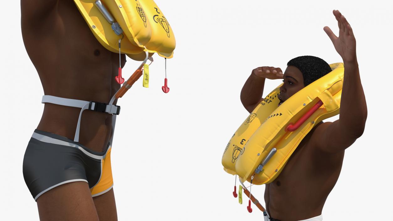 3D model Man with Life Jacket