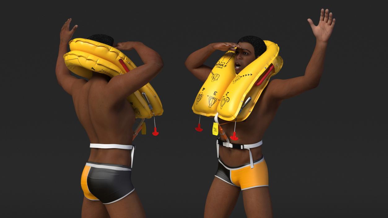 3D model Man with Life Jacket