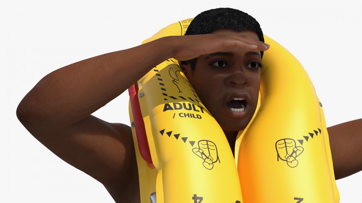 3D model Man with Life Jacket