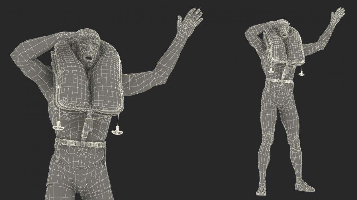 3D model Man with Life Jacket