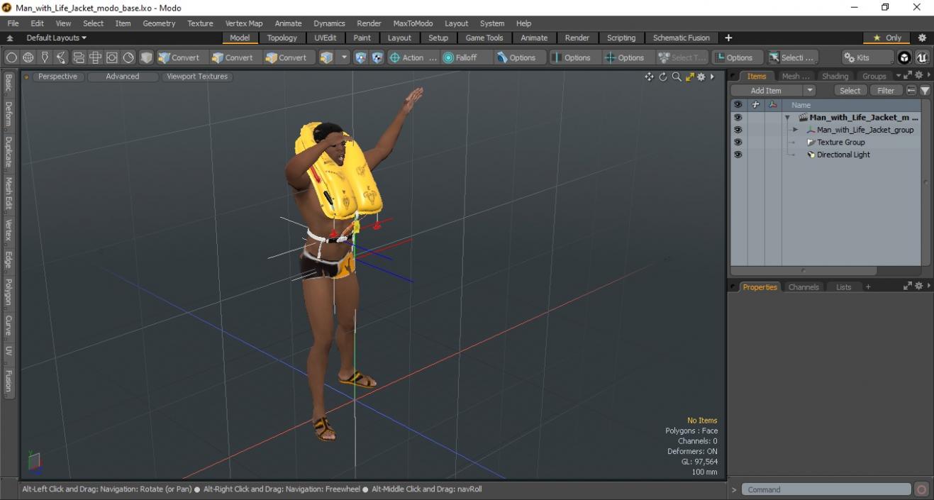 3D model Man with Life Jacket