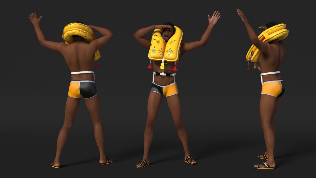 3D model Man with Life Jacket