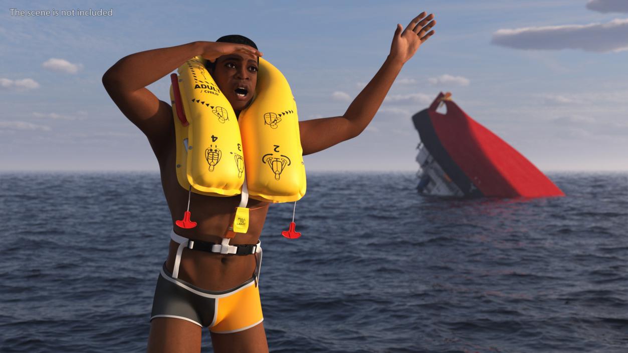 3D model Man with Life Jacket