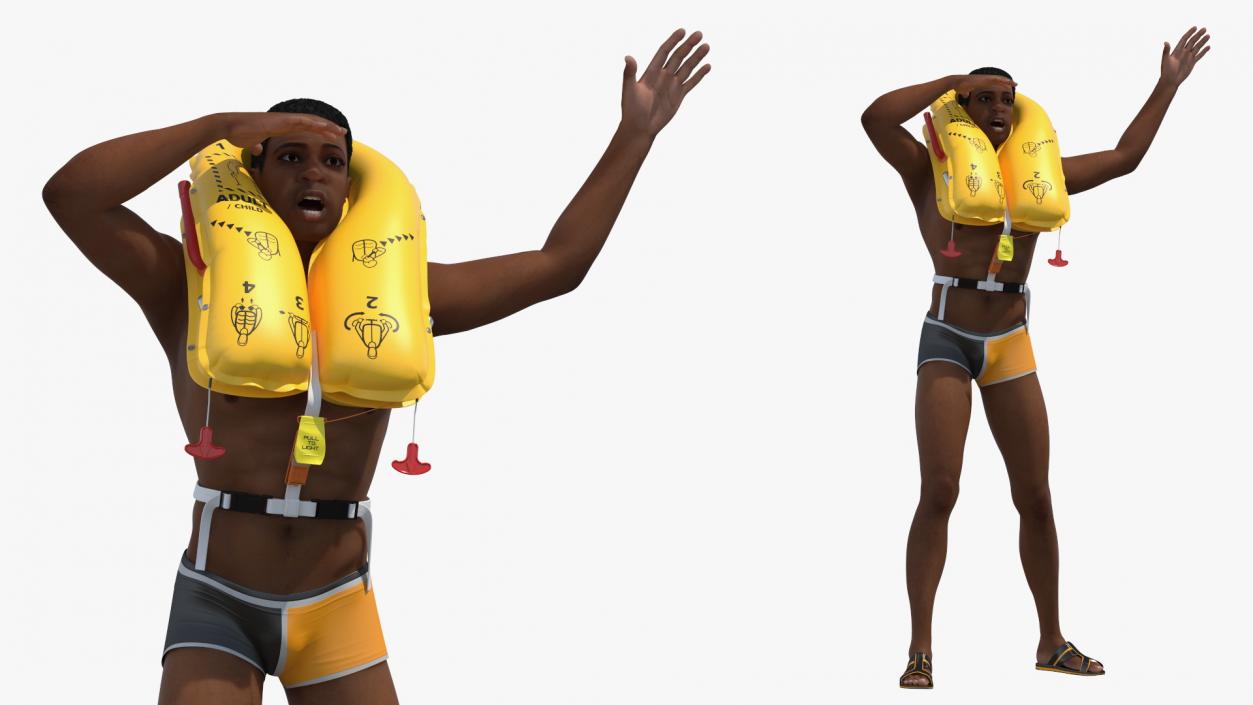 3D model Man with Life Jacket