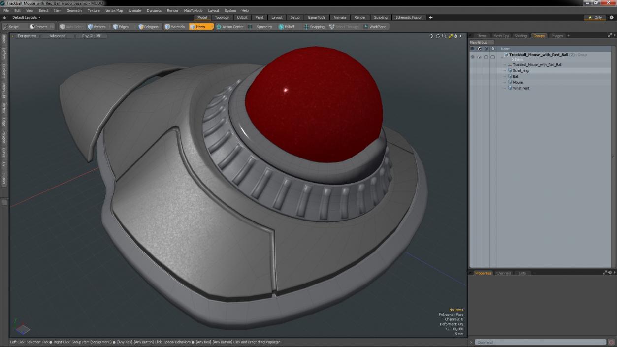 Trackball Mouse with Red Ball 3D model