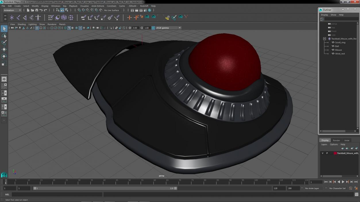 Trackball Mouse with Red Ball 3D model