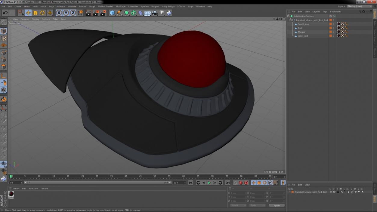 Trackball Mouse with Red Ball 3D model