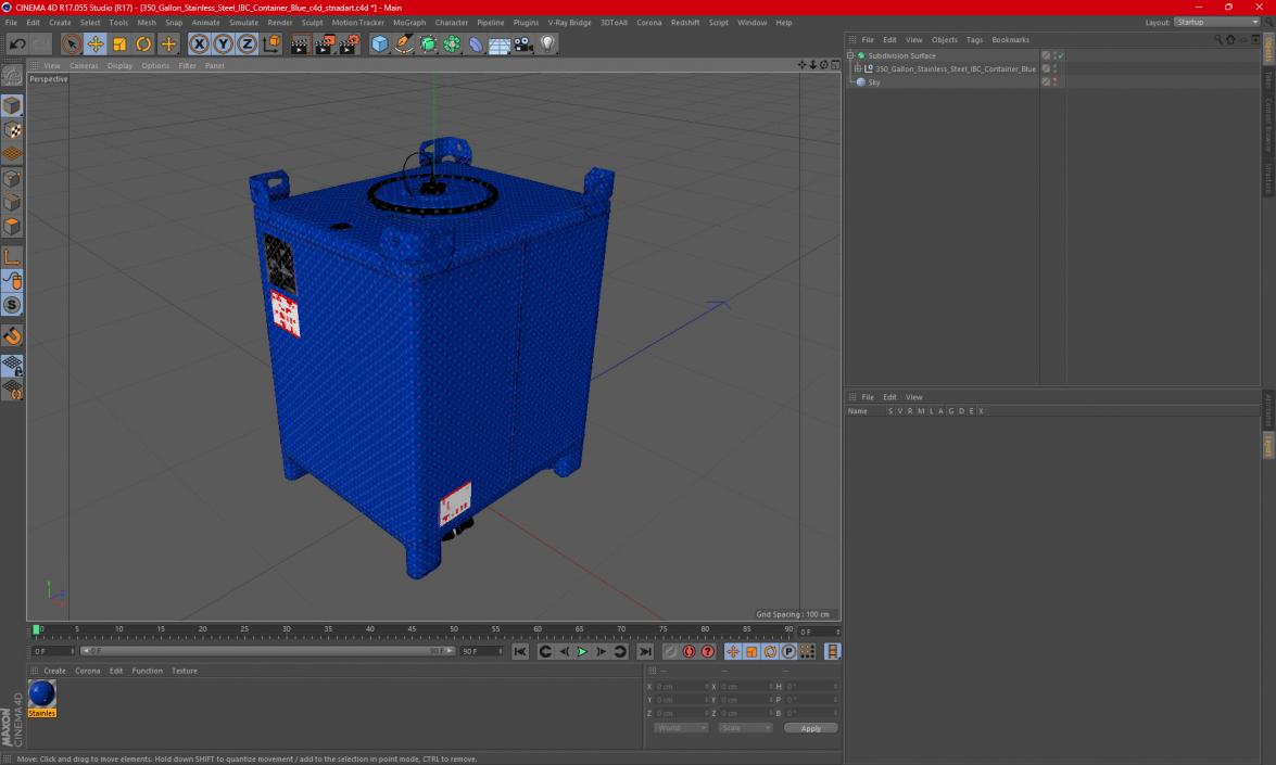 3D model 350 Gallon Stainless Steel IBC Container Blue