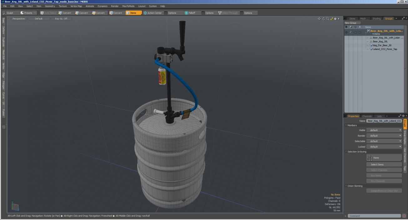 Beer Keg 50L with Leland CO2 Picnic Tap 3D model