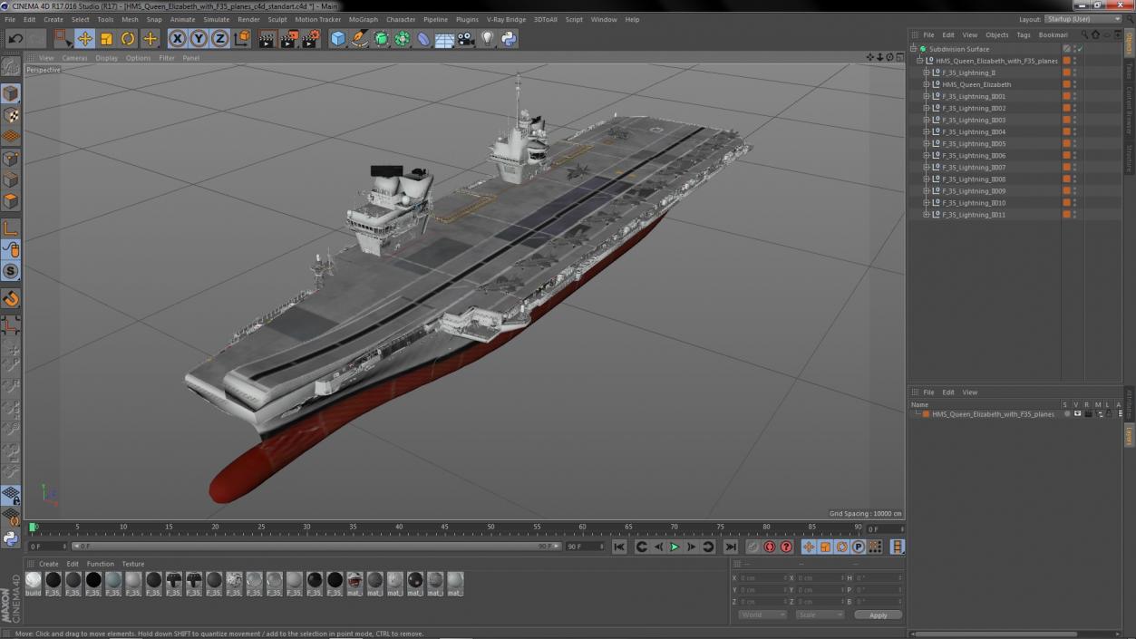 3D model HMS Queen Elizabeth with F35 planes