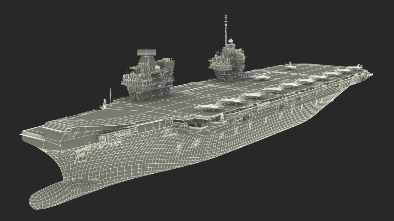 3D model HMS Queen Elizabeth with F35 planes