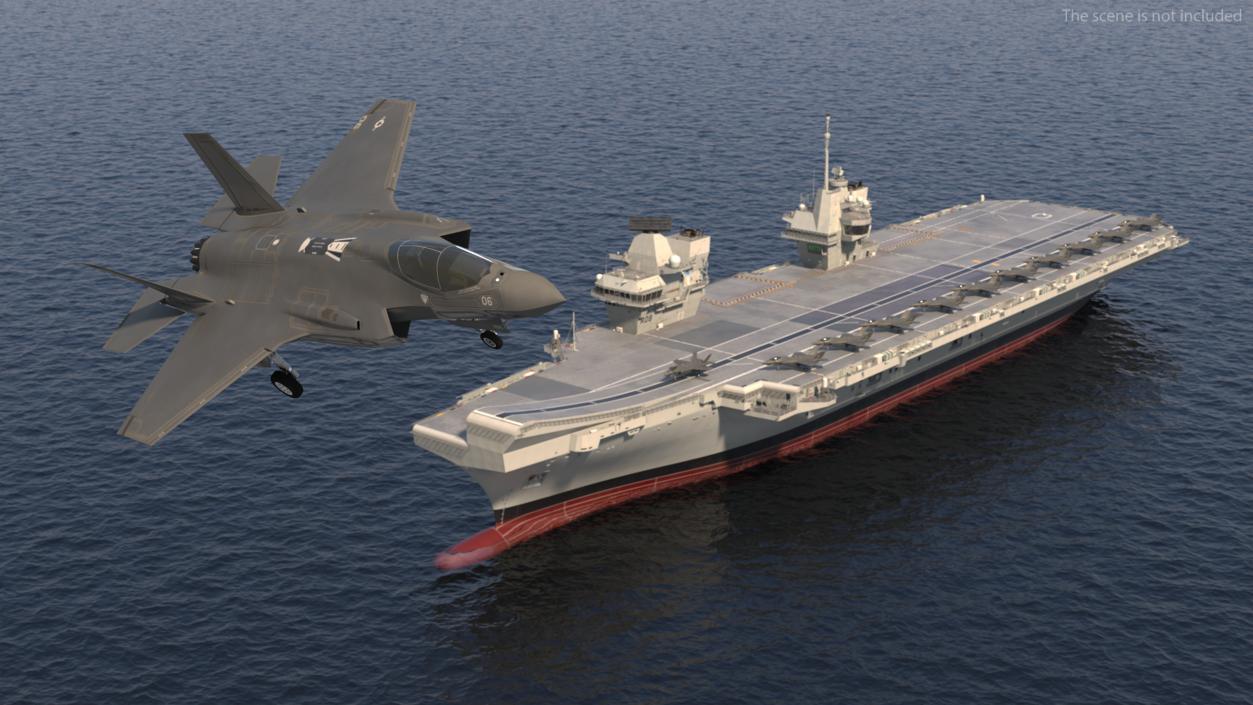 3D model HMS Queen Elizabeth with F35 planes