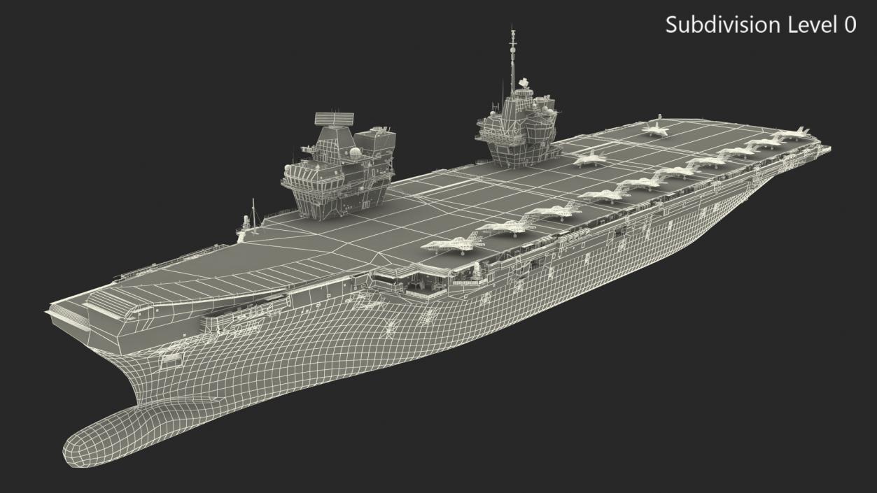 3D model HMS Queen Elizabeth with F35 planes