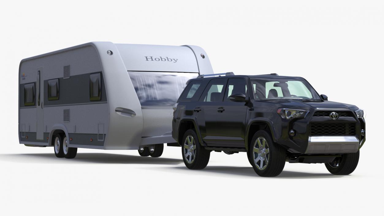 3D model Toyota 4Runner Towing Caravan Hobby